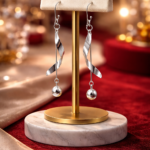 Aros Plata 925 Colgantes Diseño Ondulado Elegante