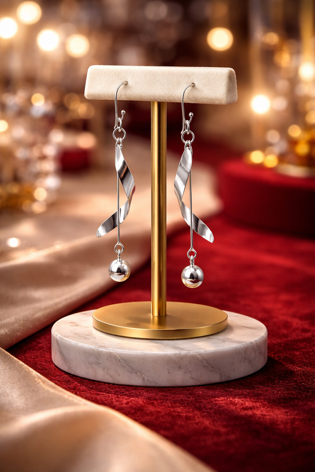 Aros Plata 925 Colgantes Diseño Ondulado Elegante