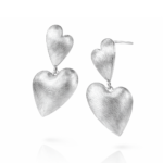 Aros Plata 925 Doble Corazón Cepillado