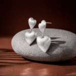 Aros Plata 925 Doble Corazón Cepillado