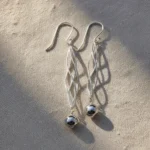 Aros Largos Plata 925 Doble Espiral Con Esfera