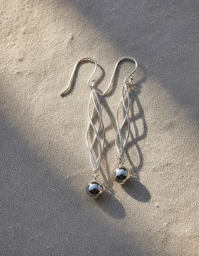 Aros Largos Plata 925 Doble Espiral Con Esfera