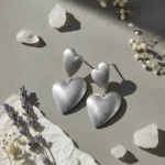 Aros Plata 925 Doble Corazón Cepillado