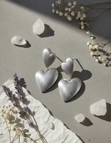 Aros Plata 925 Doble Corazón Cepillado