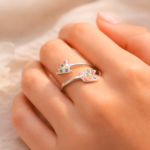 Anillo Ajustable Plata 925 Flecha Doble en Circones Multicolor Elegante Mujer