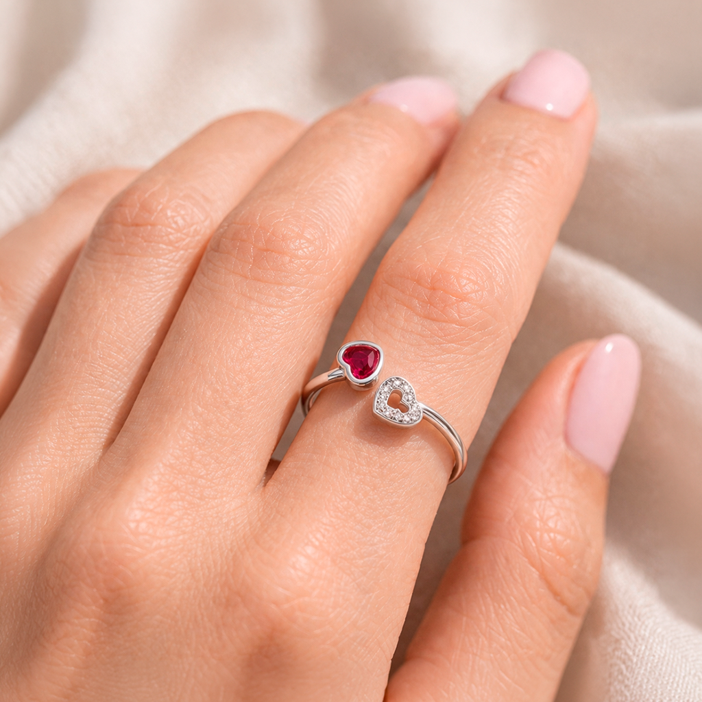 Anillo Corazones Plata 925 Ajustable Mujer Regalo Elegante