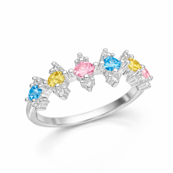 Anillo Plata 925 Diseño Multicolor Circones Elegantes Medida 16