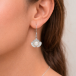 Aros Colgantes de Plata 925 Diseño Floral con Perla Elegante