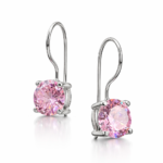 Aros Colgantes de Plata 925 con Cristal Swarovski Rosado y Cierre Fránces