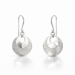 Aros Colgantes de Plata 925 para Mujer Diseño Doble Disco Texturizado y Pulido