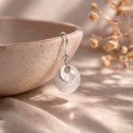 Aros Colgantes de Plata 925 para Mujer Diseño Doble Disco Texturizado y Pulido