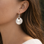 Aros Colgantes de Plata 925 para Mujer Diseño Doble Disco Texturizado y Pulido