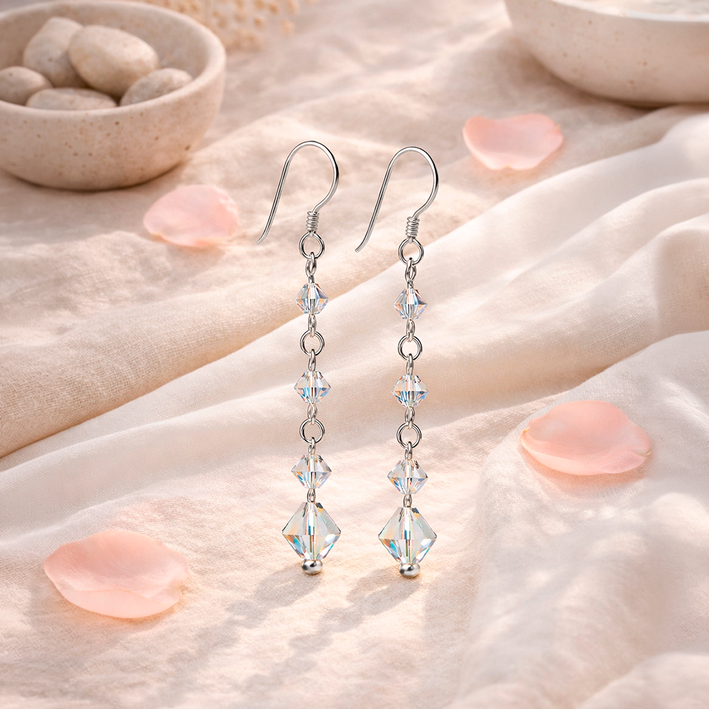 Aros Colgantes en Plata 925 Cristales Swarovski Hipoalergénicos