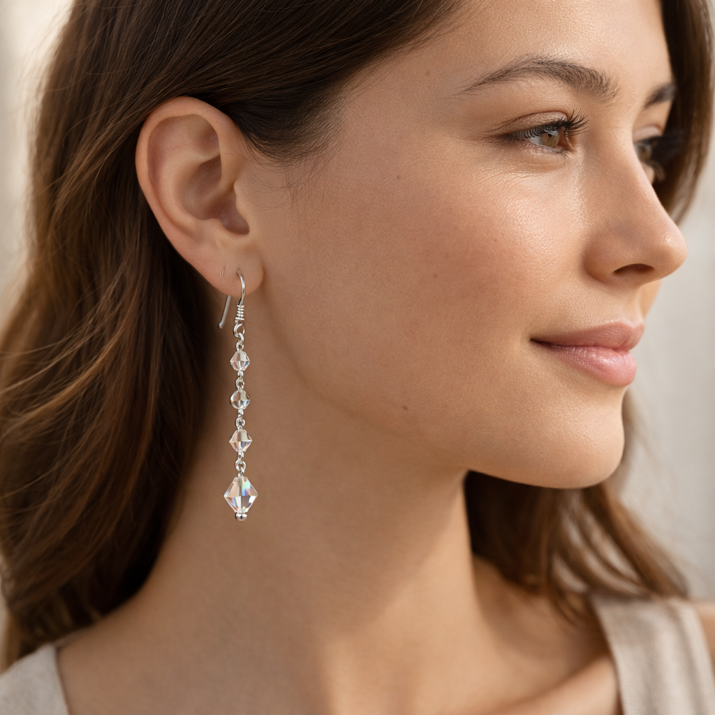 Aros colgantes plata 925 mujer elegantes