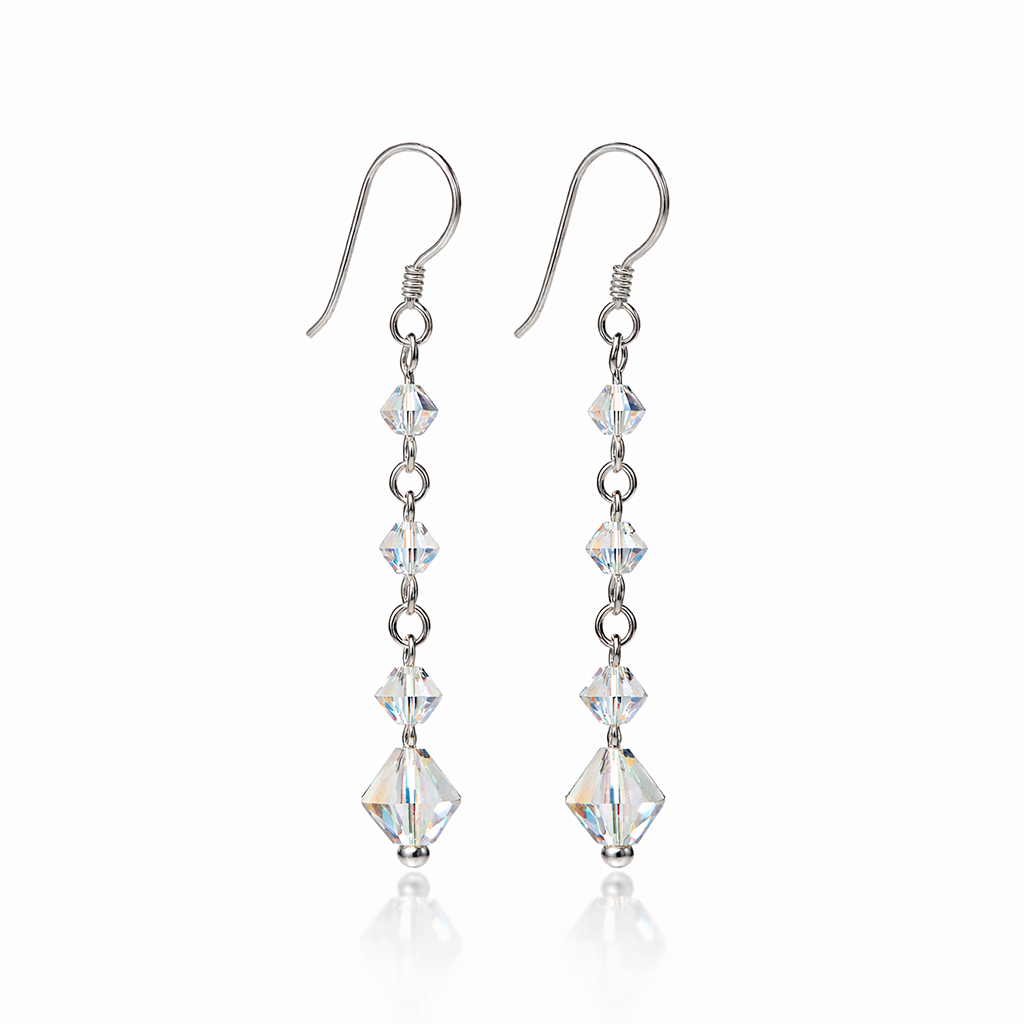 Aros Colgantes en Plata 925 Cristales Swarovski Hipoalergénicos