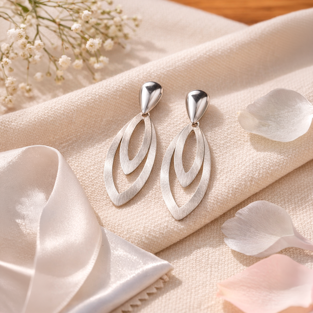 Aros Elegantes de Plata 925 para Mujer Glow Secret Diseño de Hojas Cepilladas