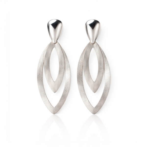 Aros Elegantes de Plata 925 para Mujer Glow Secret Diseño de Hojas Cepilladas