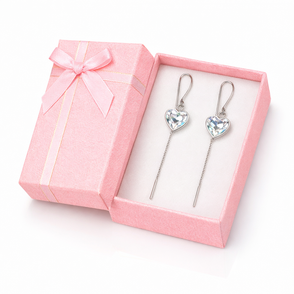 Aros Pasadores de Plata 925 Cristal Swarovski Diseño Corazón