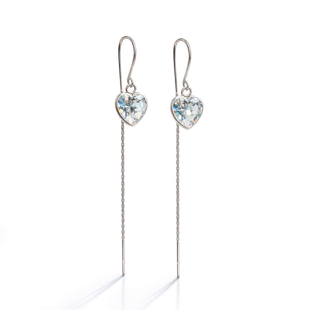 Aros Pasadores de Plata 925 Cristal Swarovski Diseño Corazón