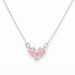 Collar Mujer Plata 925 Colgante Cristal Corazón Rosa Diseño Coquette Elegante