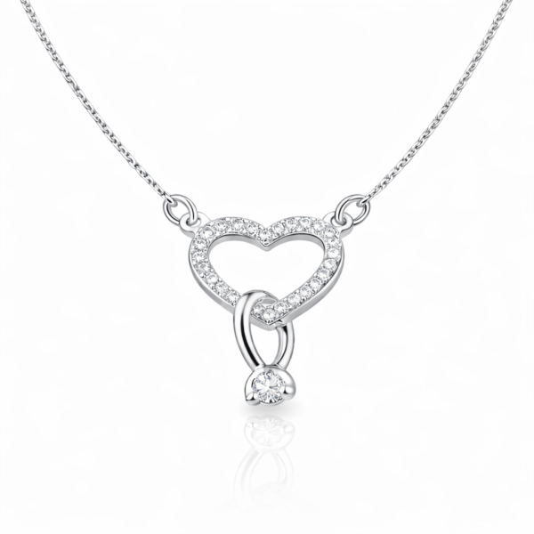 Collar Mujer Plata 925 Corazón Brillante con Circones Diseño Elegante Regalo Ideal