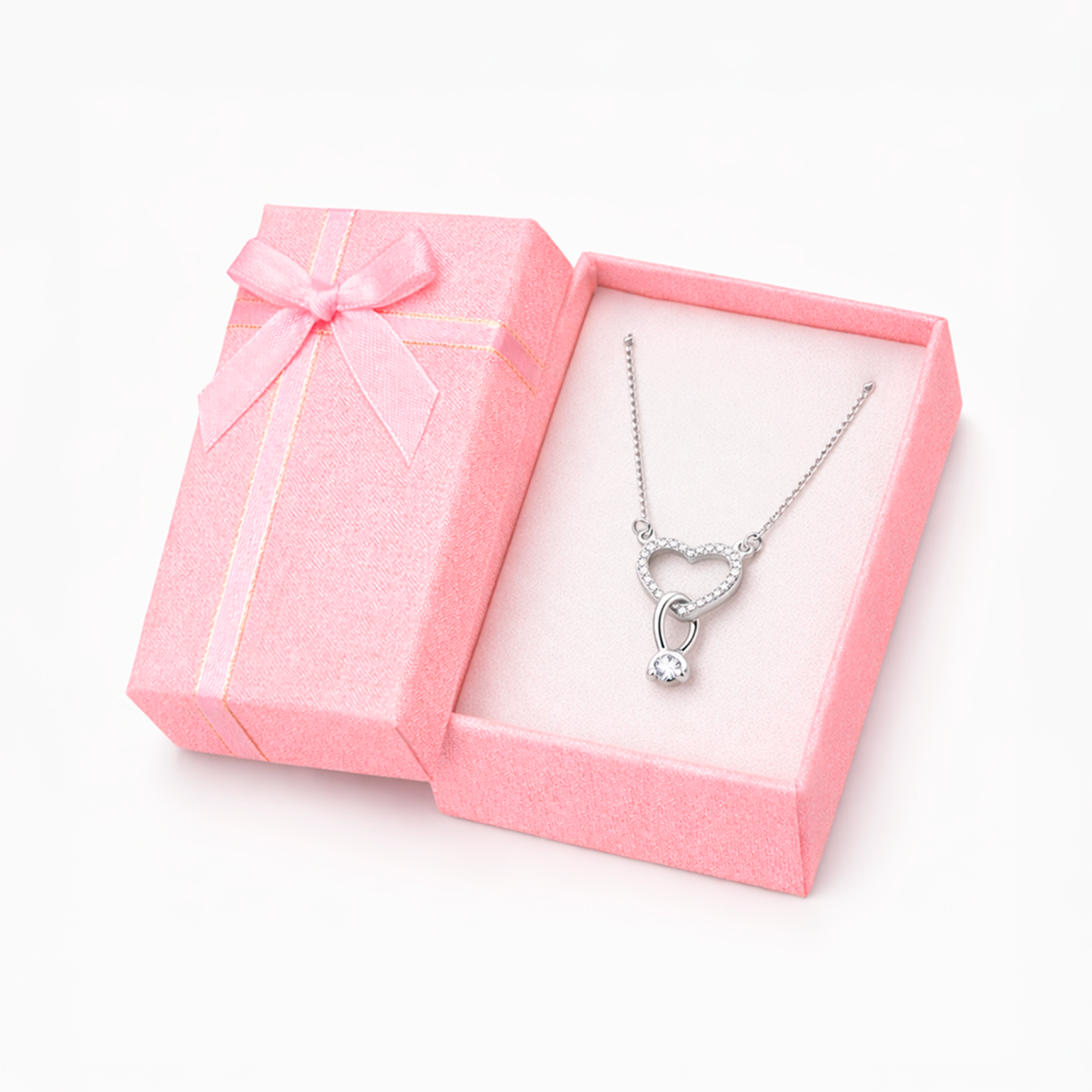 Collar Mujer Plata 925 Corazón Brillante con Circones Diseño Elegante Regalo Ideal