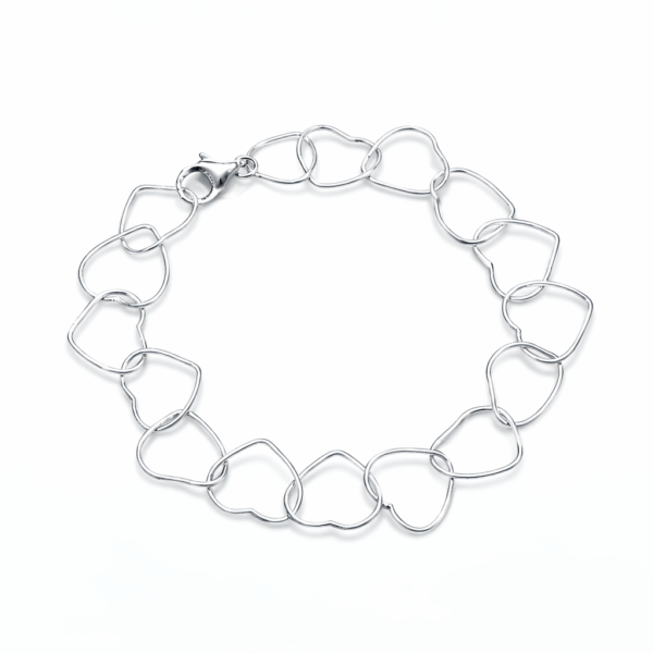 Pulsera Plata 925 Corazones Mujer con eslabones de corazones diseño elegante