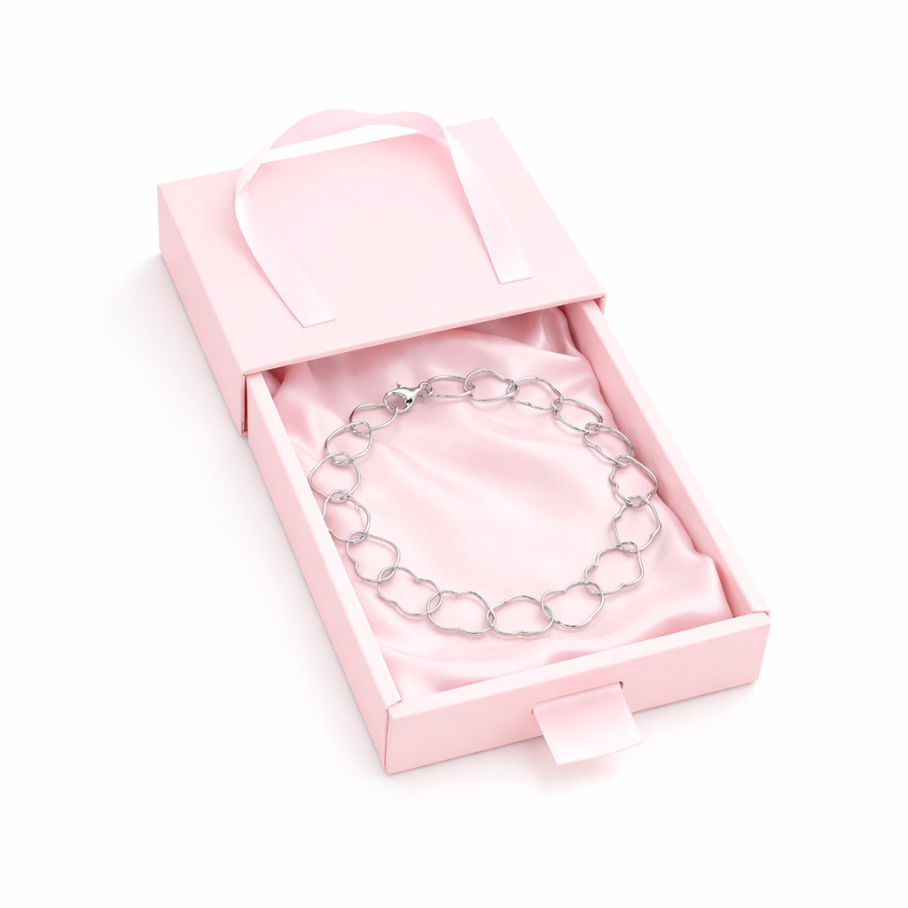 Pulsera de plata 925 para mujer con diseño de corazones en caja de regalo elegante Glow Secret