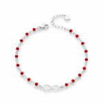 pulsera infinito plata 925 con piedras rojas