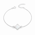 pulsera trébol plata 925 con nácar blanco