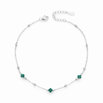 Tobillera de Plata 925 Trébol Verde Joya Delicada y Elegante para Regalo