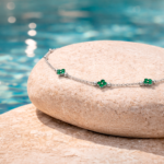 Tobillera de Plata 925 Trébol Verde Joya Delicada y Elegante para Regalo