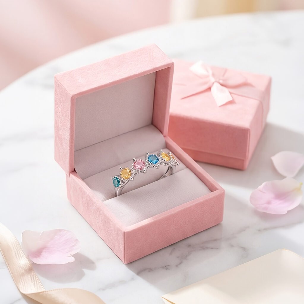 Anillo plata 925 multicolor con circon en caja de regalo presentación ideal para regalo