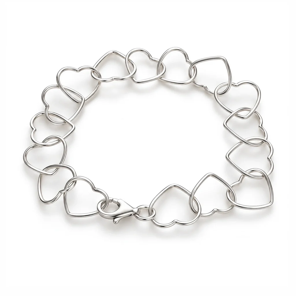 Pulsera de Corazones Entrelazados en Plata 925 – Glow Secret Pulsera de Corazones Entrelazados en Plata 925 de Glow Secret, con eslabones de corazón y cierre de mosquetón.