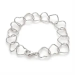 Pulsera de Corazones Entrelazados en Plata 925 de Glow Secret, con eslabones de corazón y cierre de mosquetón.