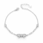 Pulsera lazo plata 925 mujer con punto de luz diseño delicado y brillante joya elegante Glow Secret
