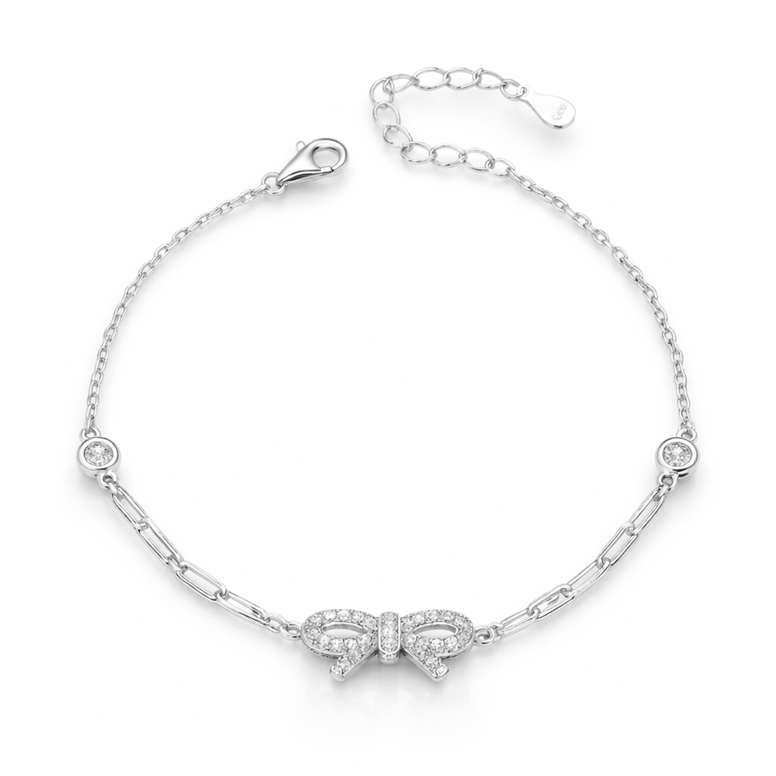 Pulsera Plata 925 Mujer Lazo con Punto de Luz