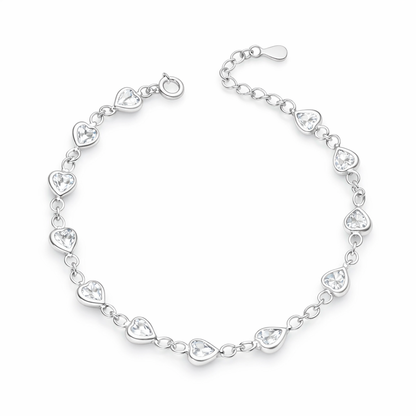 Pulsera Corazones Luz Plata 925 con Circones – Delicada y Romántica