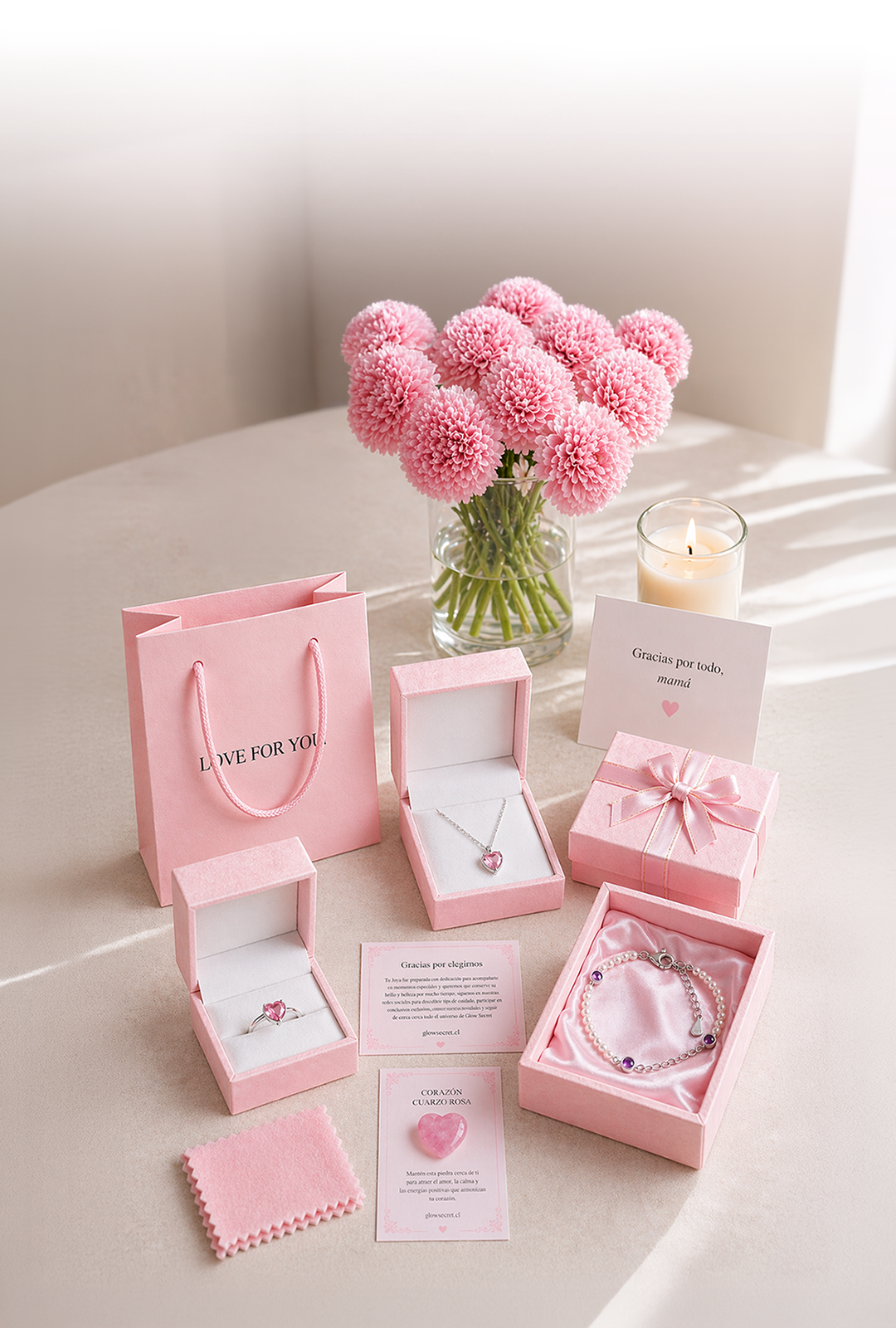 packaging-joyas-dia-de-la-madre-collar-pulsera-anillo-cuarzo-rosa-plata-925
