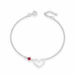 pulsera corazon fucsia plata 925 ajustable diseño delicado mujer
