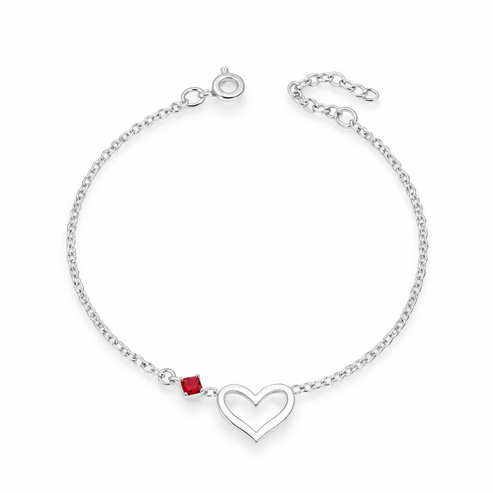 pulsera corazon fucsia plata 925 ajustable diseño delicado mujer