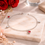 pulsera corazones rojos plata 925 regalo romantico mujer joya elegante