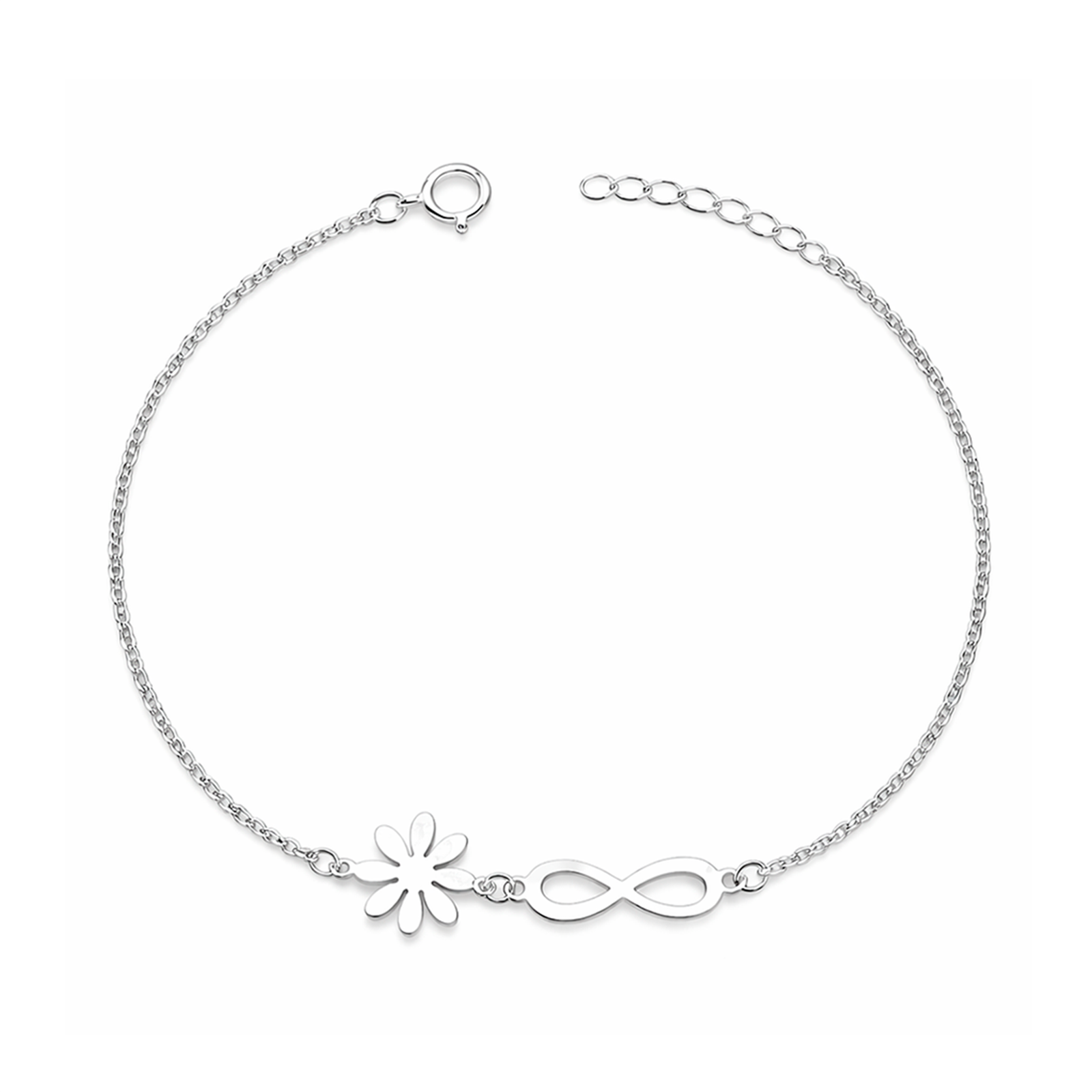 Pulsera Plata 925 Infinito Mujer Flor Minimalista
