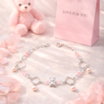 Pulsera plata 925 osito mujer y perlas ideal para regalo