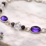 Pulsera plata fina 925 amatista mujer y cristales brillantes