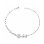 Pulsera Trébol Flor Plata 925 Ajustable de la suerte y energías positivas