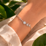 Pulsera Trébol Flor Plata 925 Ajustable para mujer con circonias brillantes