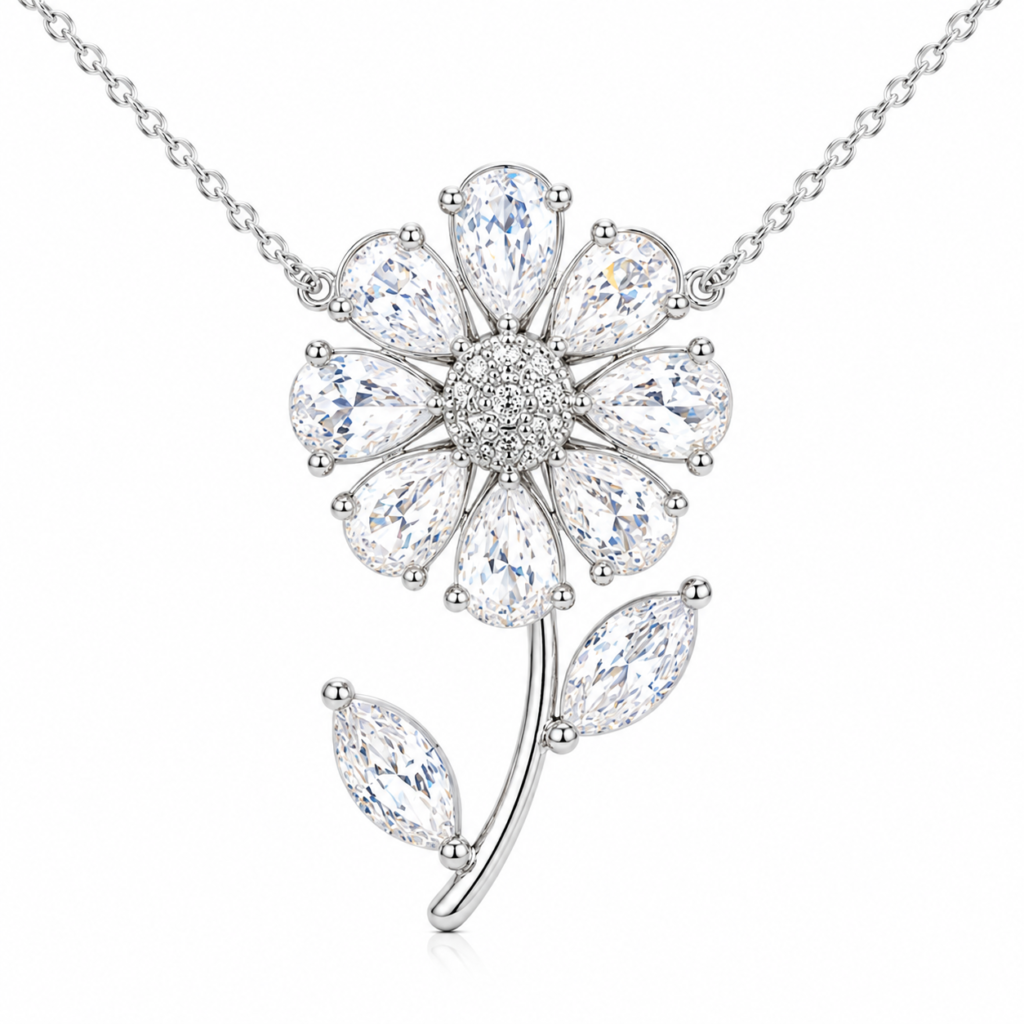 Collar Flor Giratoria Plata 925