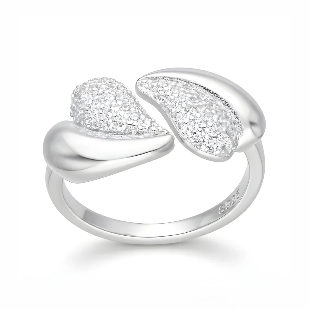 Anillo Doble Hoja Plata 925 Mujer Ajustable | Glow Secret Anillo Doble Hoja Plata 925 Mujer Ajustable de Glow Secret, elaborado en Plata 925 certificada con acabado texturizado y diseño elegante para uso diario.