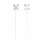 Aros pasadores mariposa plata 925 con diseño colgante elegante de Cyber Glow
